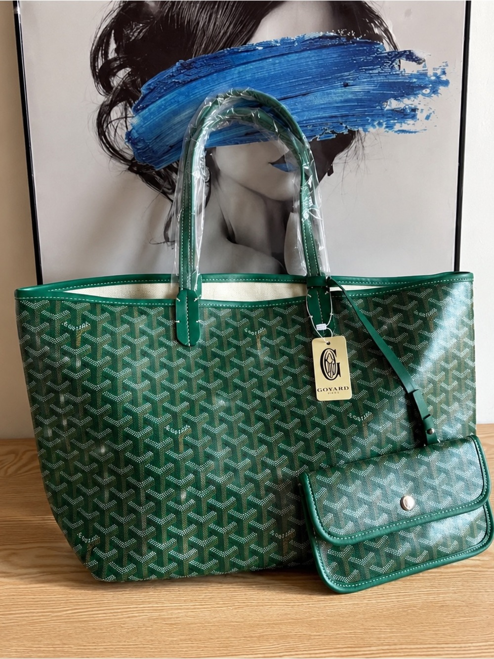 Goyard Green Saint Louis PM Tote with Matching Pouch